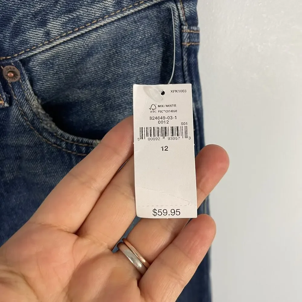 NWT Gap Teen Boys Size 12 Original Fit Jeans Blue‎ Straight Leg Distressed